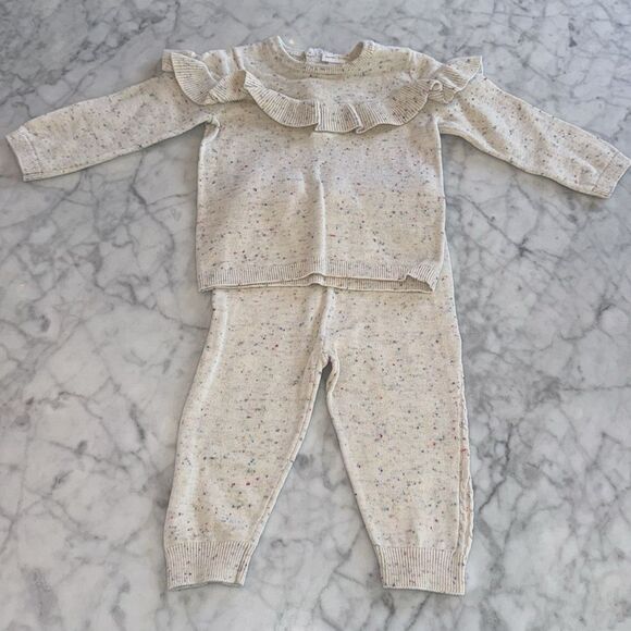 BLOOMIES BABY GIRLS RUFFLE TRIM CONFETTI SWEATER SET 6/12M - Picture 1 of 10